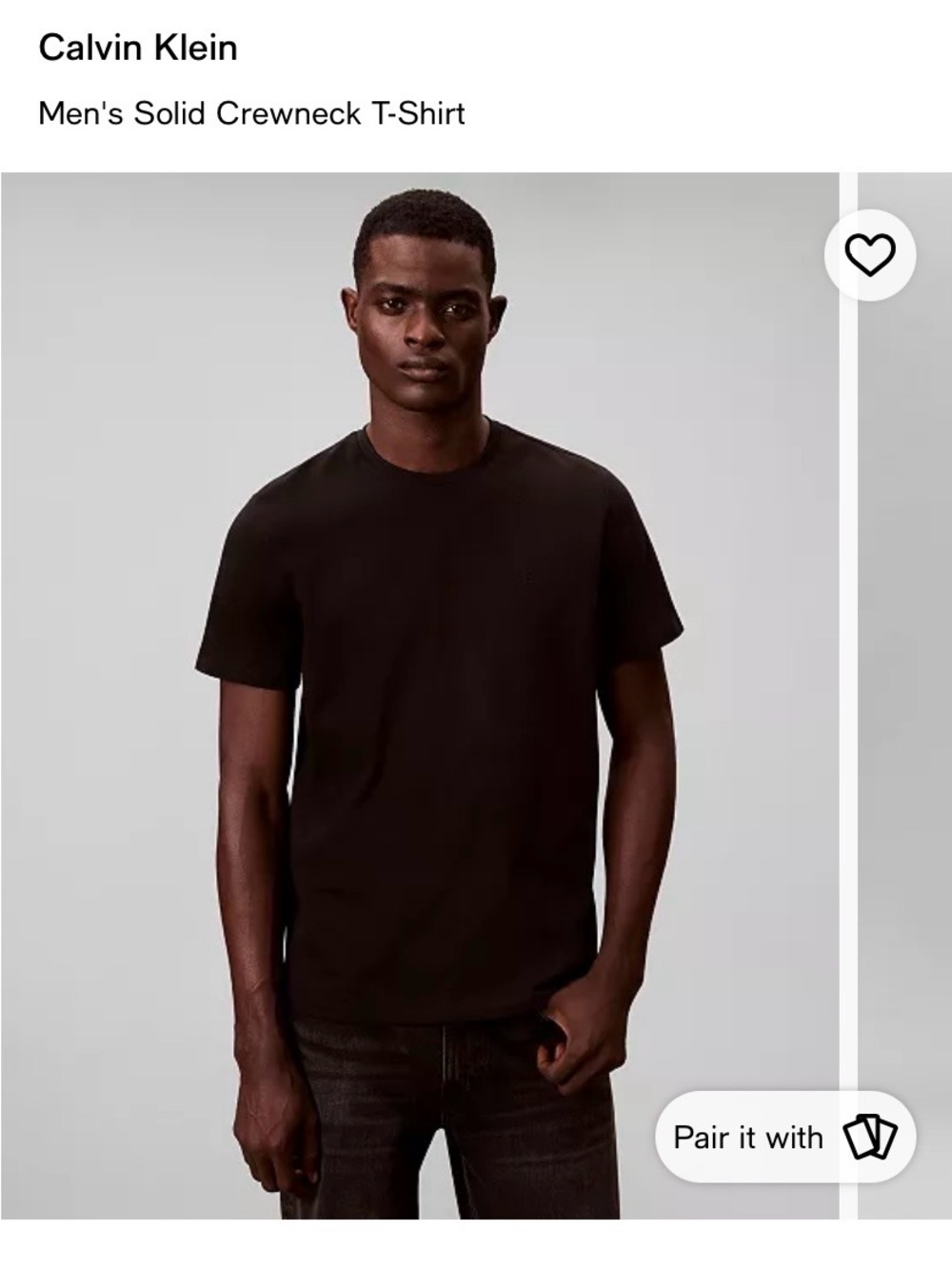 Calvin Klein Men’s Short-Sleeve Crew Tee — Charcoal Black